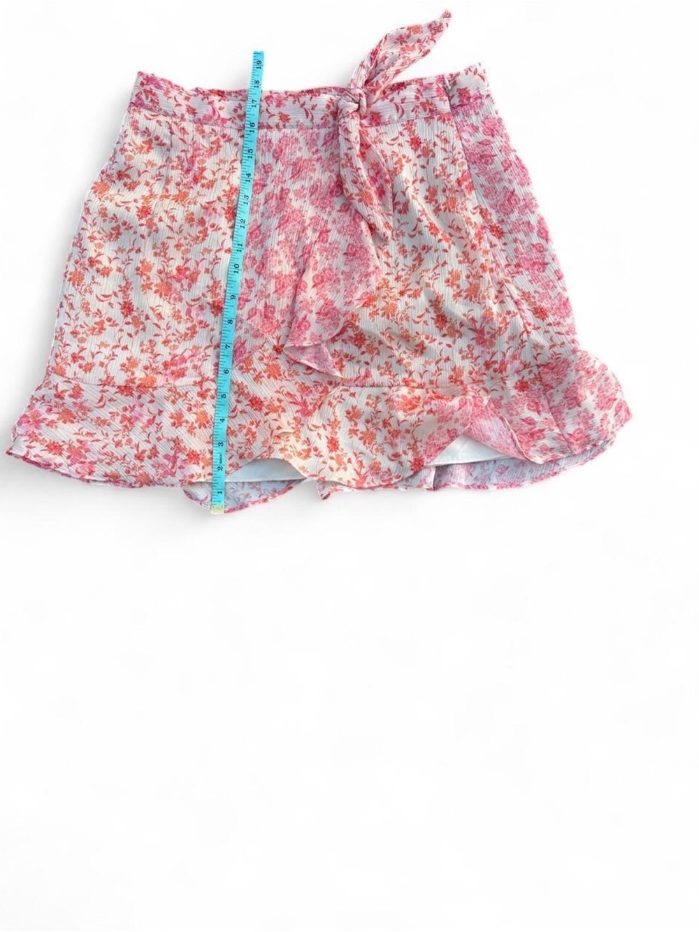 Gianni Bini Pink Floral Ruffle Faux Wrap Skort Size 8